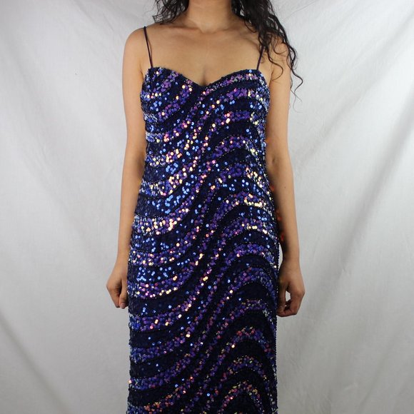 Adriana Papell Blue Sparkle Gown Size 4 - Picture 1 of 4